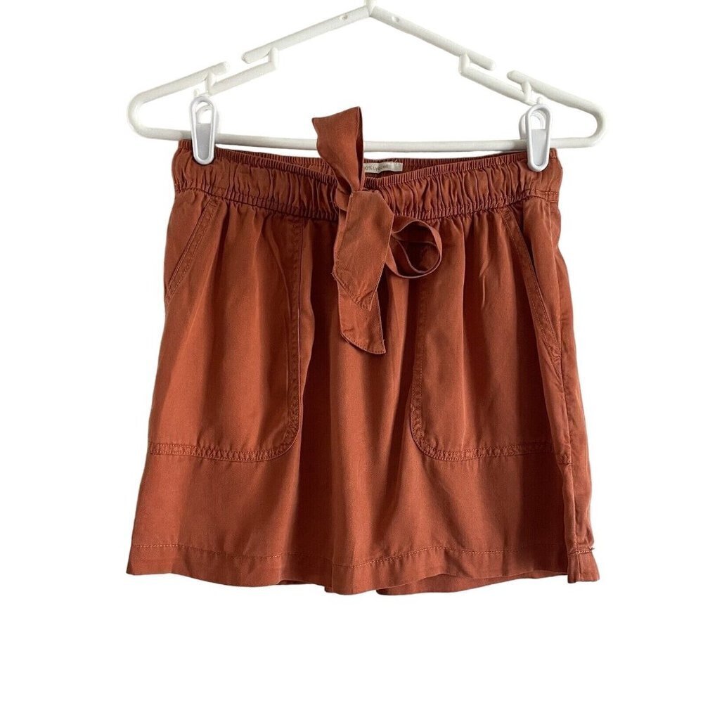 Cynthia Rowley Women SZ S Salmon Elastic Drawstring Waist Pocketed Mini Skirt